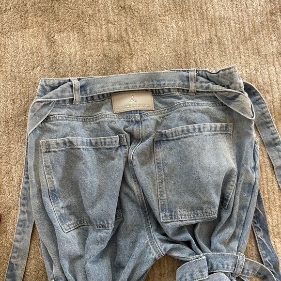 Maniere De Voir Women's Talia in Mid Blue Denim Strap Cargo Jeans Size 8 - Picture 9 of 13